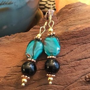 Black & Blue Dangle Earrings